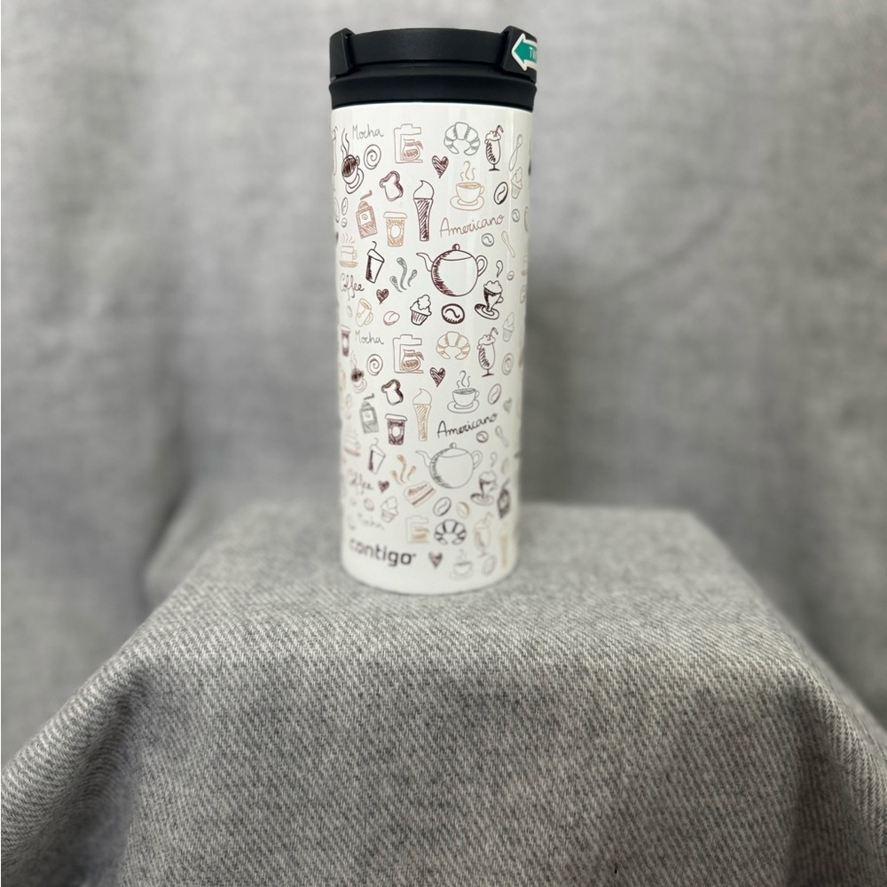Contigo Doodle Design White Mug with Black Lid
